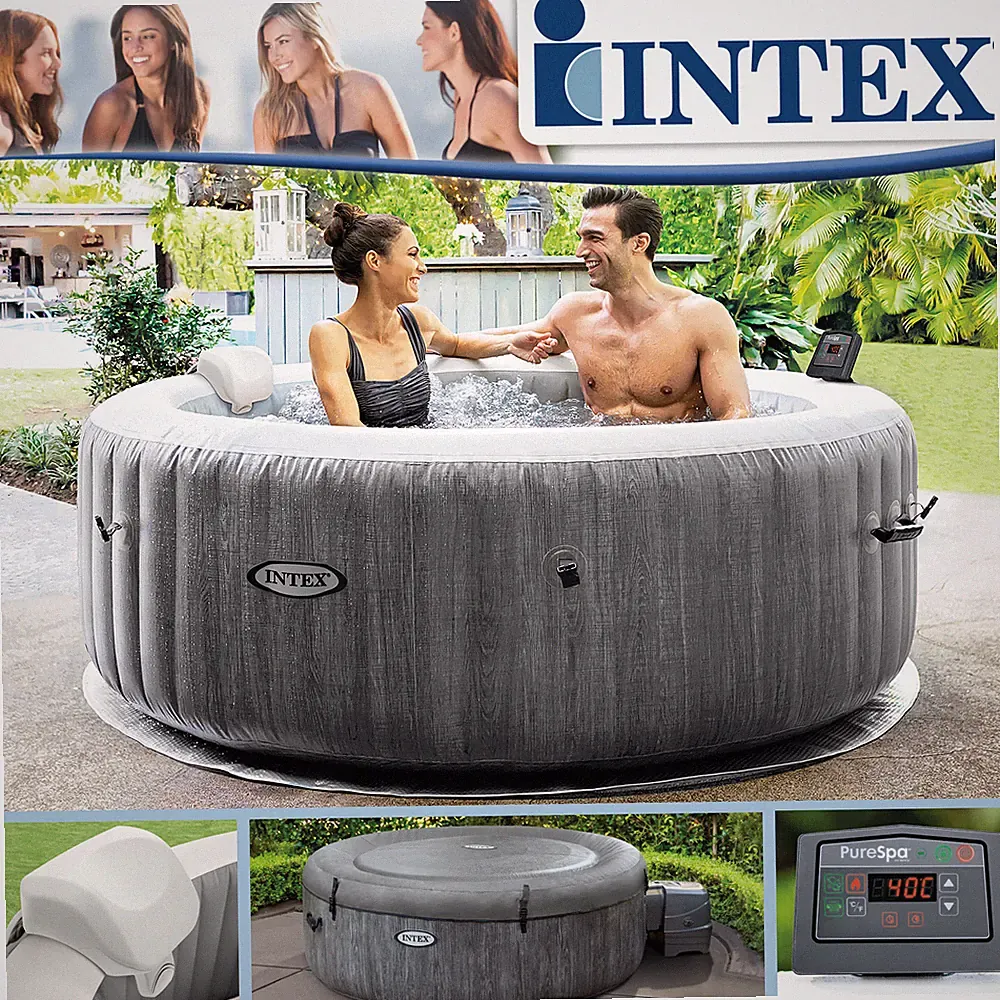 Intex Whirlpool Greywood Deluxe 196x71 Spa Pool 4 Personen Badewanne Whirlwanne