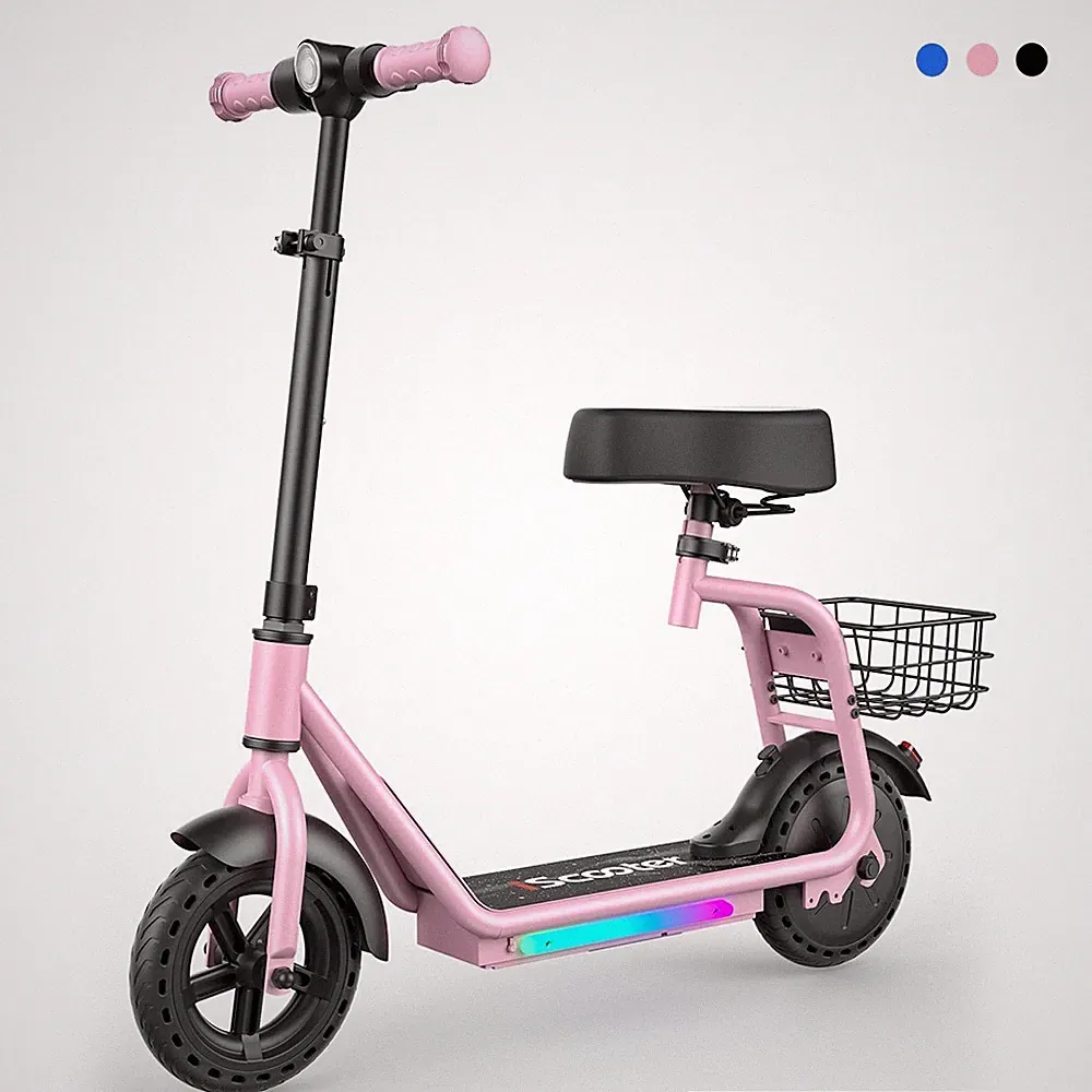 E-Scooter mit Sitz mit Lichtern
