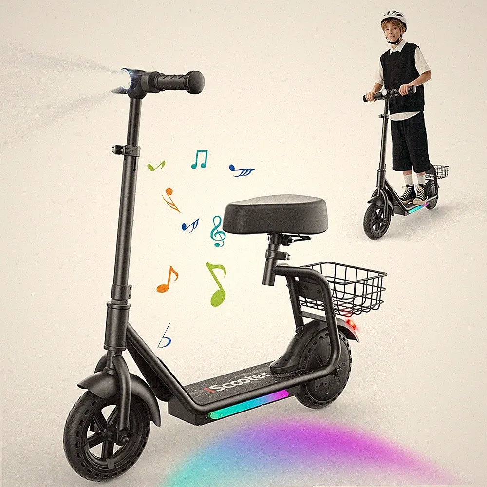 iScooter iK7 8,5'' Kinderroller 250W 2in1 E-Scooter mit Sitz & Korb 20km/h Neue