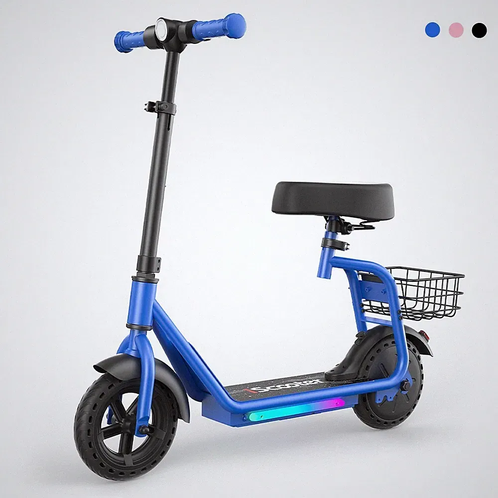 iScooter iK7 Kinder Elektroroller 250W 20KM/h 2in1 E-Scooter mit Sitz & Korb