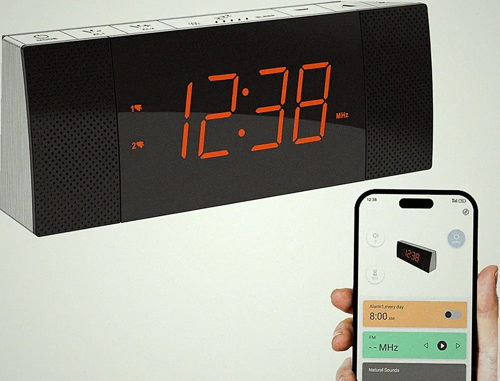 iTOMA Radiowecker mit APP-Steuerung, Bluetooth, UKW-Radio, Dual-Wecker CKS503