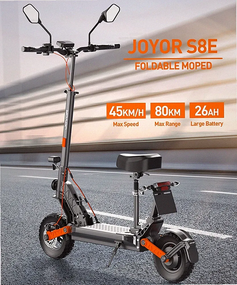JOYOR S8-E Elektroroller 10" Verstellbarer Sitz 500W 26AH Faltbarer E-Scooter