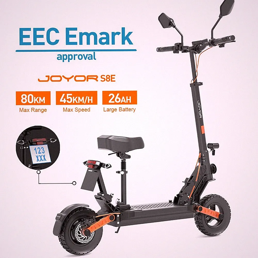 JOYOR S8-E Elektroroller 10" Verstellbarer Sitz 500W 26AH Faltbarer E-Scooter