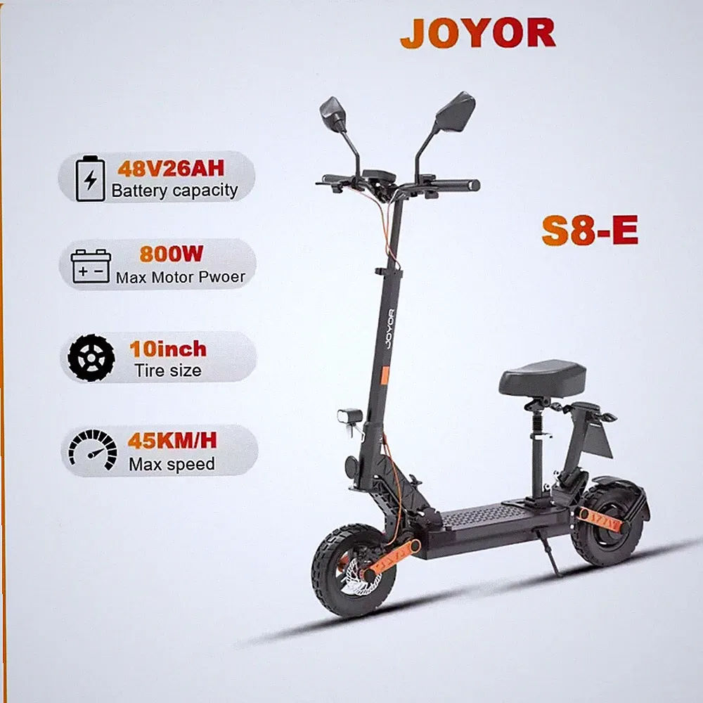 JOYOR S8E E-Scooter Offroad 10 Zoll Elektroroller 48V26AH Mit Sitz Faltbares