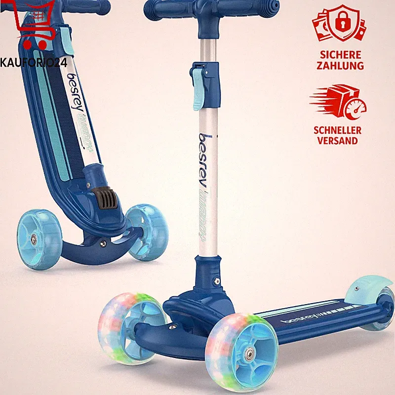 Kinder-Scooter Faltbar Big Wheels mit LED-Lichtern 4-fach höhenverstellbar 3-8