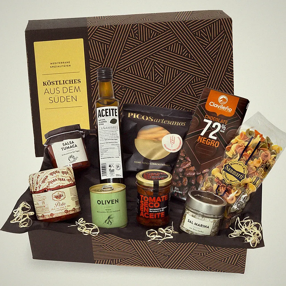 Köstliches aus dem Süden | Schlemmerpaket Präsentkorb mit mediterraner Feinkost