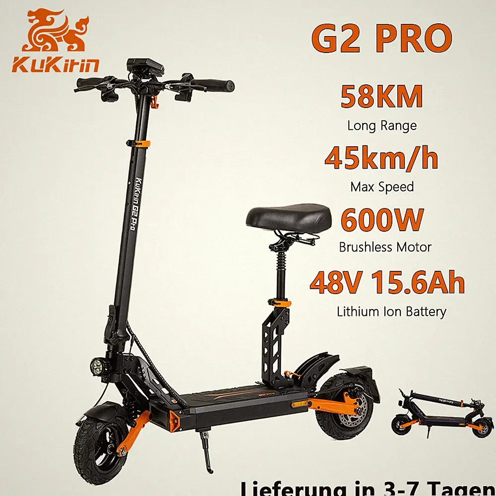 KuKirin G2PRO Elektroroller 48V 15.6Ah 9Zoll Off-road E-Scooter 58KM mit Sitz