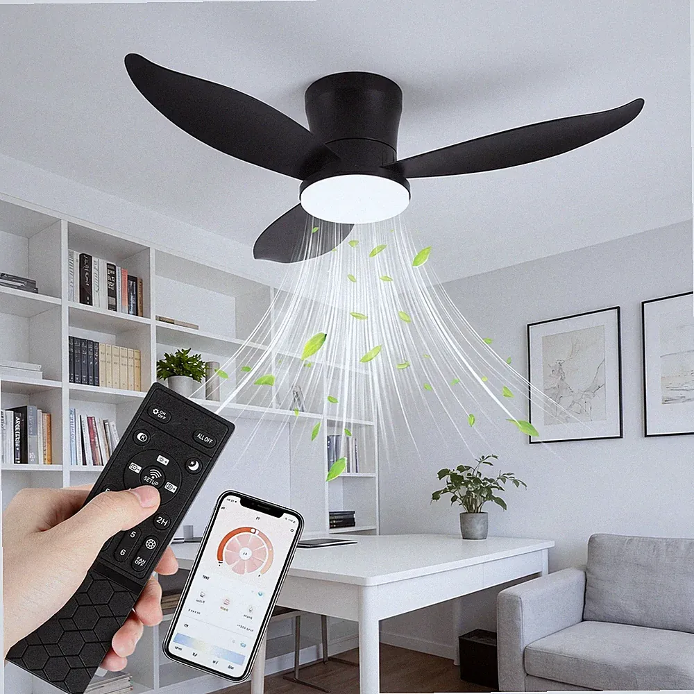 LED Deckenventilator 66-110cm mit Licht Dimmbar Fernbedienung App Reverse Motor