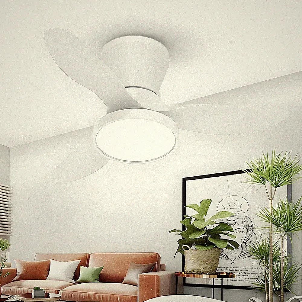 LED Deckenventilator 66cm Weiß mit Dimmbar Licht Fernbedienung & App leise Motor