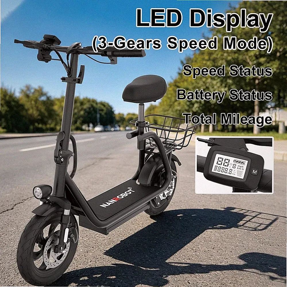M5 Pro 12 Zoll E-Scooter 1200W 10,4Ah Elektroroller mit Korb & Sitz 32 km/h Hot