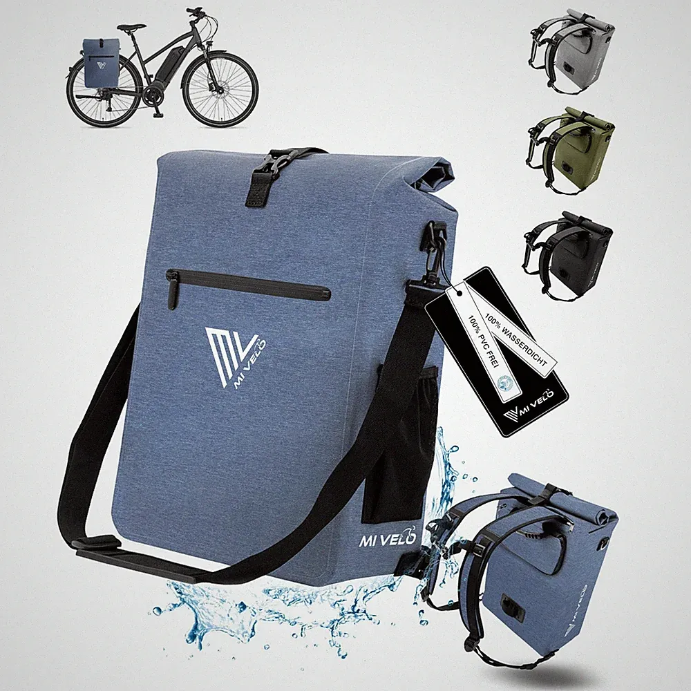 MIVELO Fahrradtasche Rucksack 3 in1 Gepäckträgertasche wasserdicht 25L blau