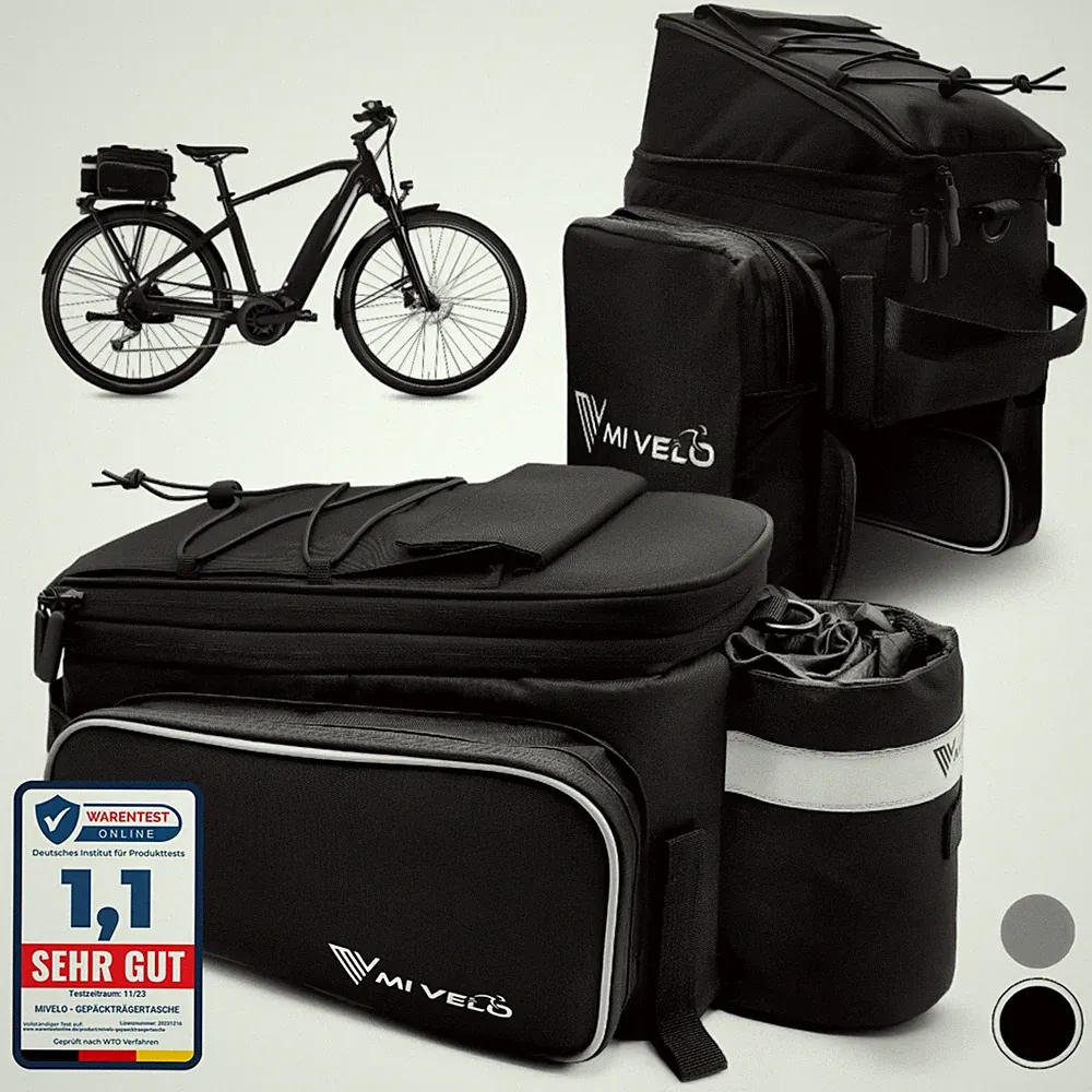 MIVELO Gepäckträgertasche Fahrradtasche für Gepäckträger erweiterbar 10-20 Liter