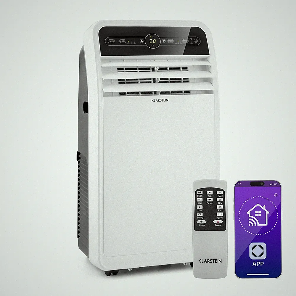 Mobile Klimaanlage WiFi App 3 Windstärken Wunschtemperatur Timer Rollen Griffe