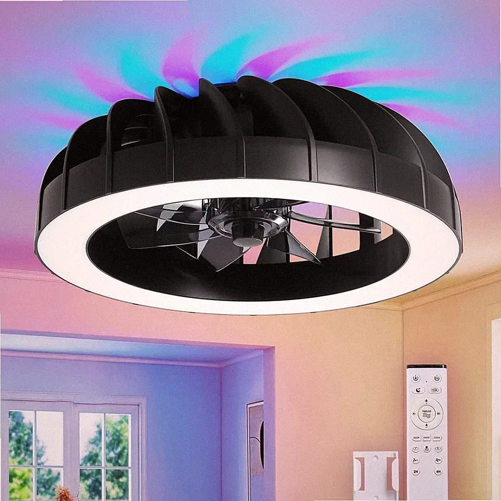 Moderner Deckenventilator Mit Beleuchtung RGB Fernbedienung Lampe Ventilator