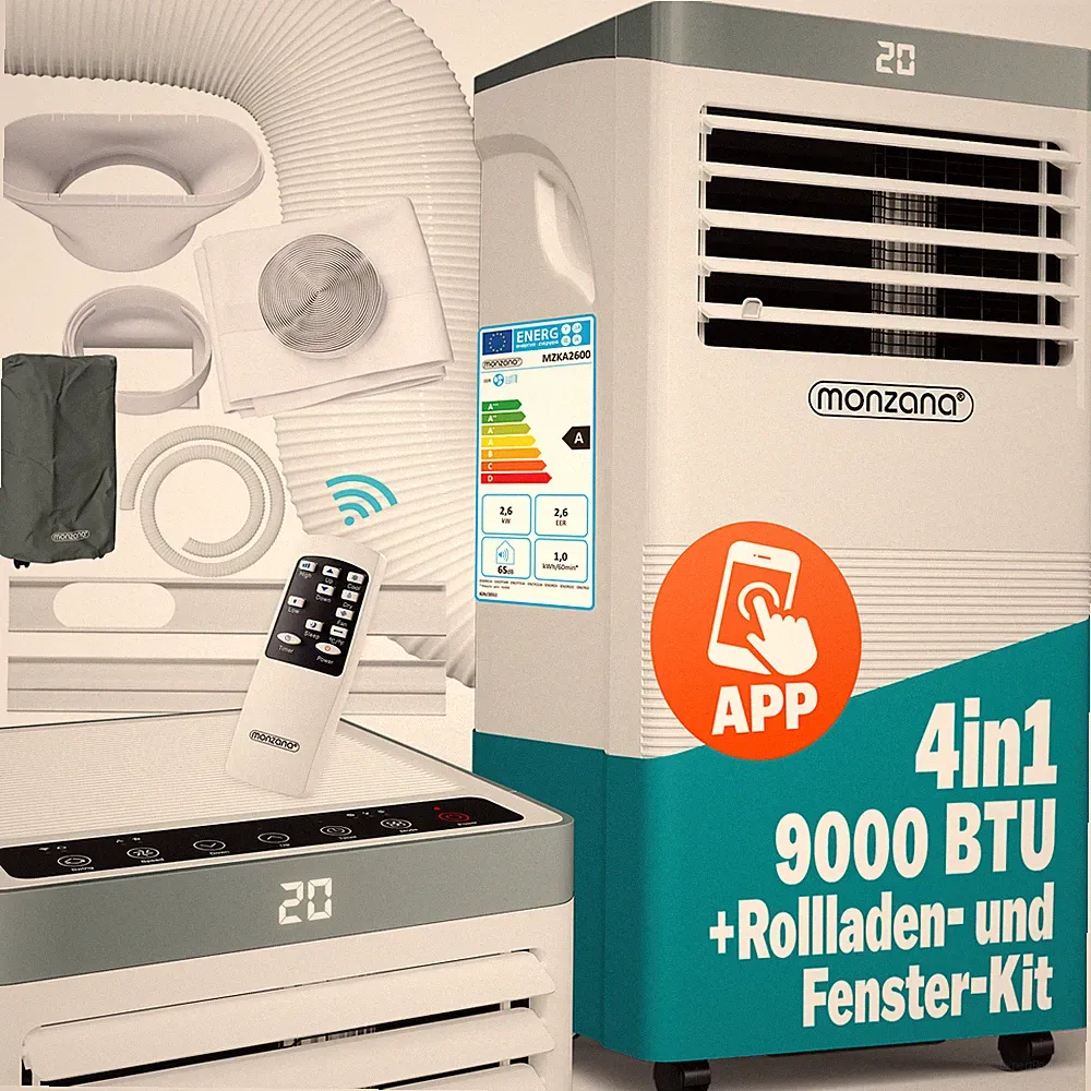 MONZANA® lokale Klimaanlage mobiles Klimagerät 4in1 9000 BTU Luftentfeuchter