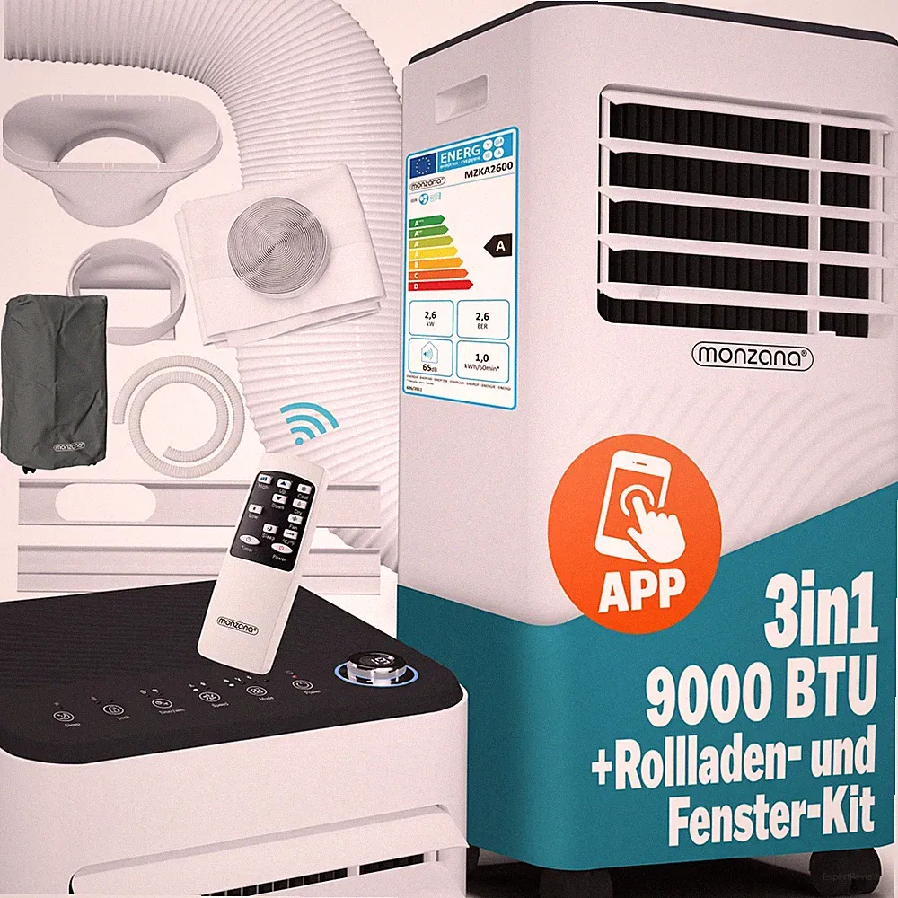 MONZANA® mobile Klimaanlage 9000 BTU Klimagerät 4in1 Luftentfeuchter Luftkühler