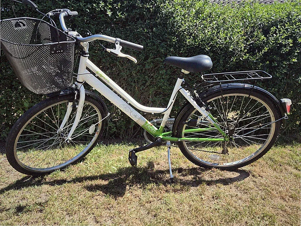 Prophete City Bike Damenrad weiß/grün/schwarz mit Korb, Gepäckträger, Nabe