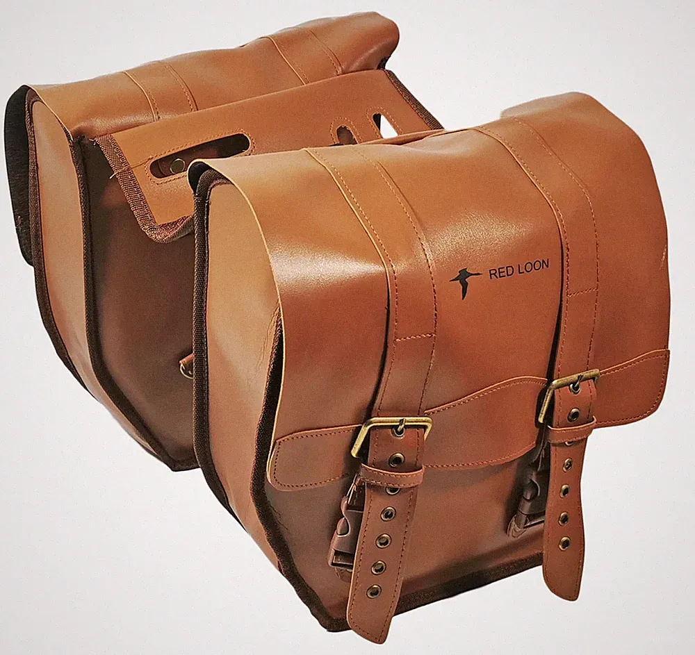 Retro Doppelpacktasche Gepäckträgertasche Packtaschen Doppeltasche Lederoptik