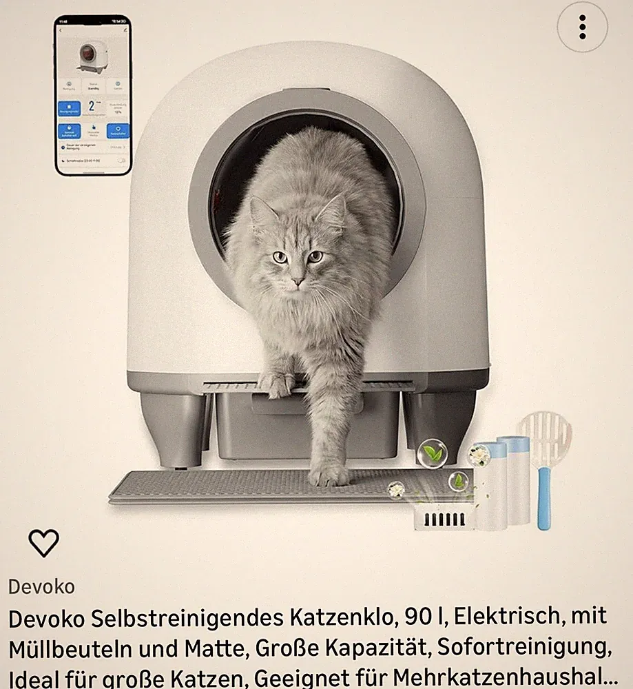 Selbstreinigendes Katzenklo XXL mit App-Steuerung – Neu & OVP