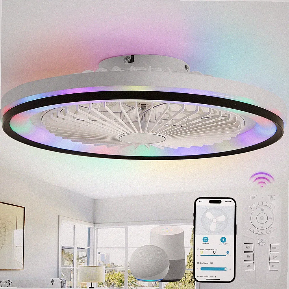 Smart Deckenventilator ohne Flügel, RGB-LED mit Sprach-/App-Steuerung Reversibel