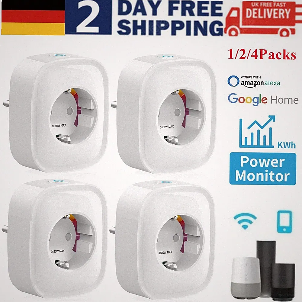 Smart WLAN Steckdose mit Strommessung Stromzähler Smart Home Alexa Google Timer