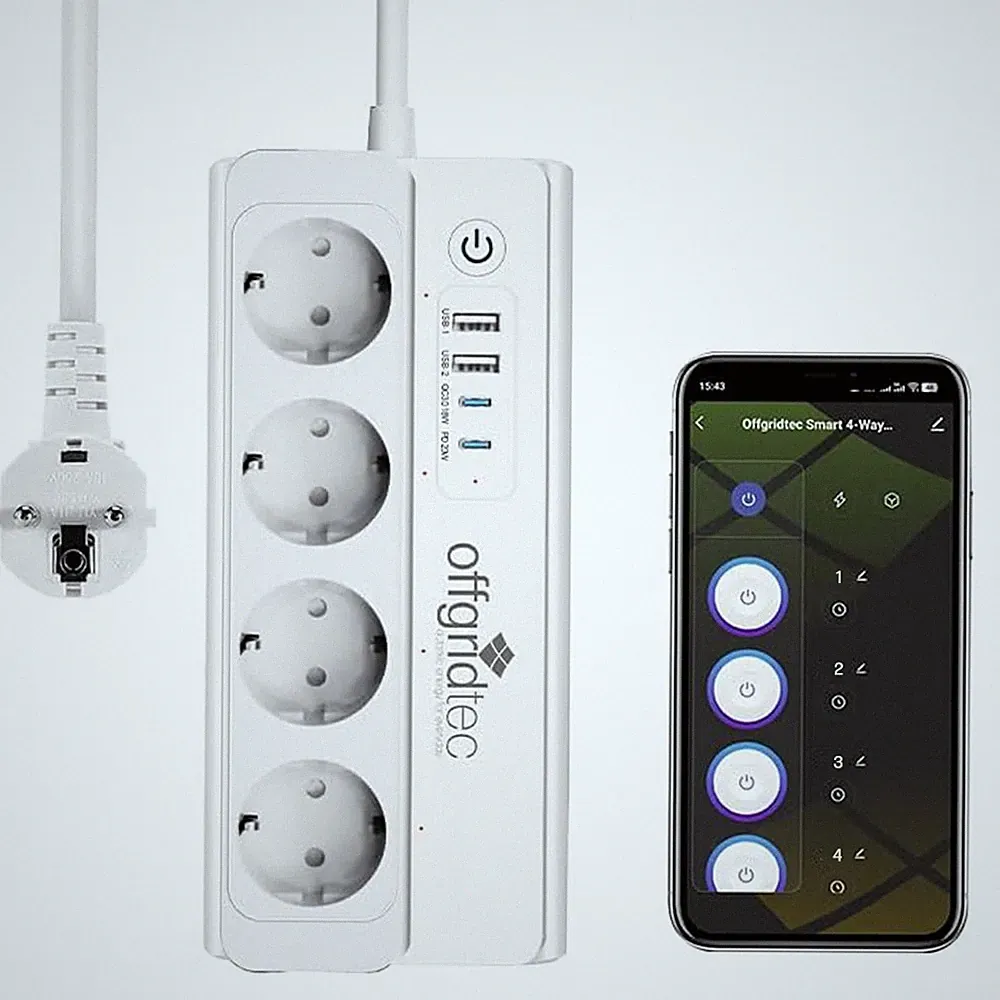 Smarte Steckdosenleiste 2x USB-A und 2x USB-C Anschluss mit App-Steuerung WiFi