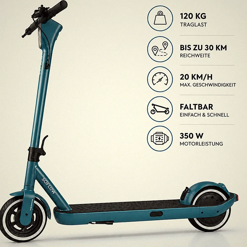 SOFLOW SO ONE E-Scooter Elektroroller mit Straßenzulassung Faltbar 350W bis 30km