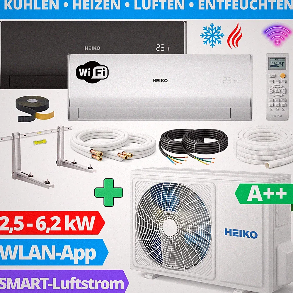 Split Klimaanlage Set Klimagerät Inverter Heizfunktion Luftentfeuchter A++ WLAN