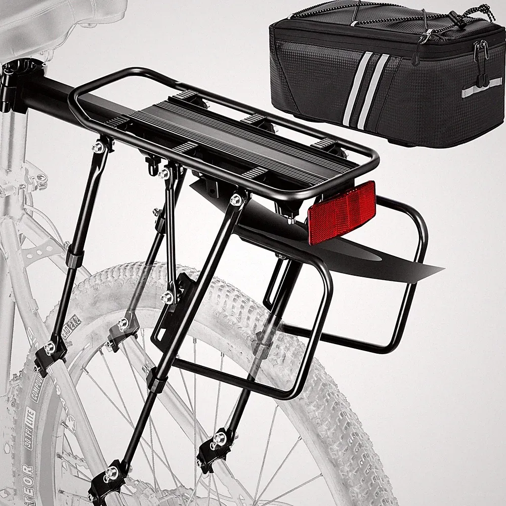 Stabiler Fahrrad Gepäckträger Set mit Schutzblech & Reflektor bis 100kg Last