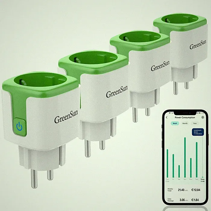 Steckdose 4er-Pack GreenSun Smart WLAN-Steckdose mit Leistungsmessung für Alexa