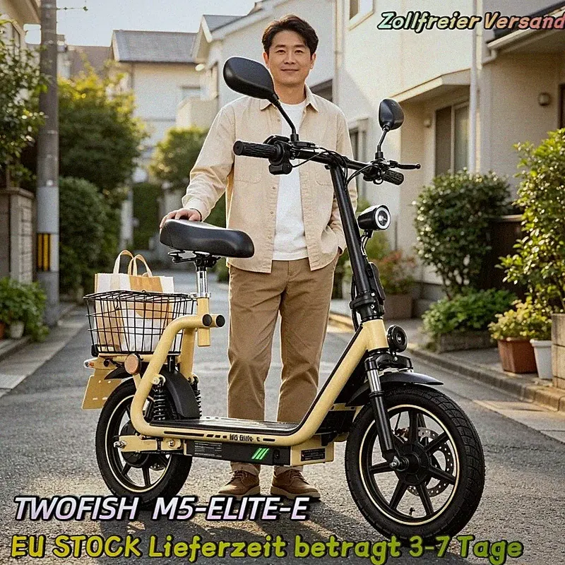 TWOFISH E-Scooter Mit Sitz 14" Elektroroller,Mit Straßenzulassung EEC 48V 13AH