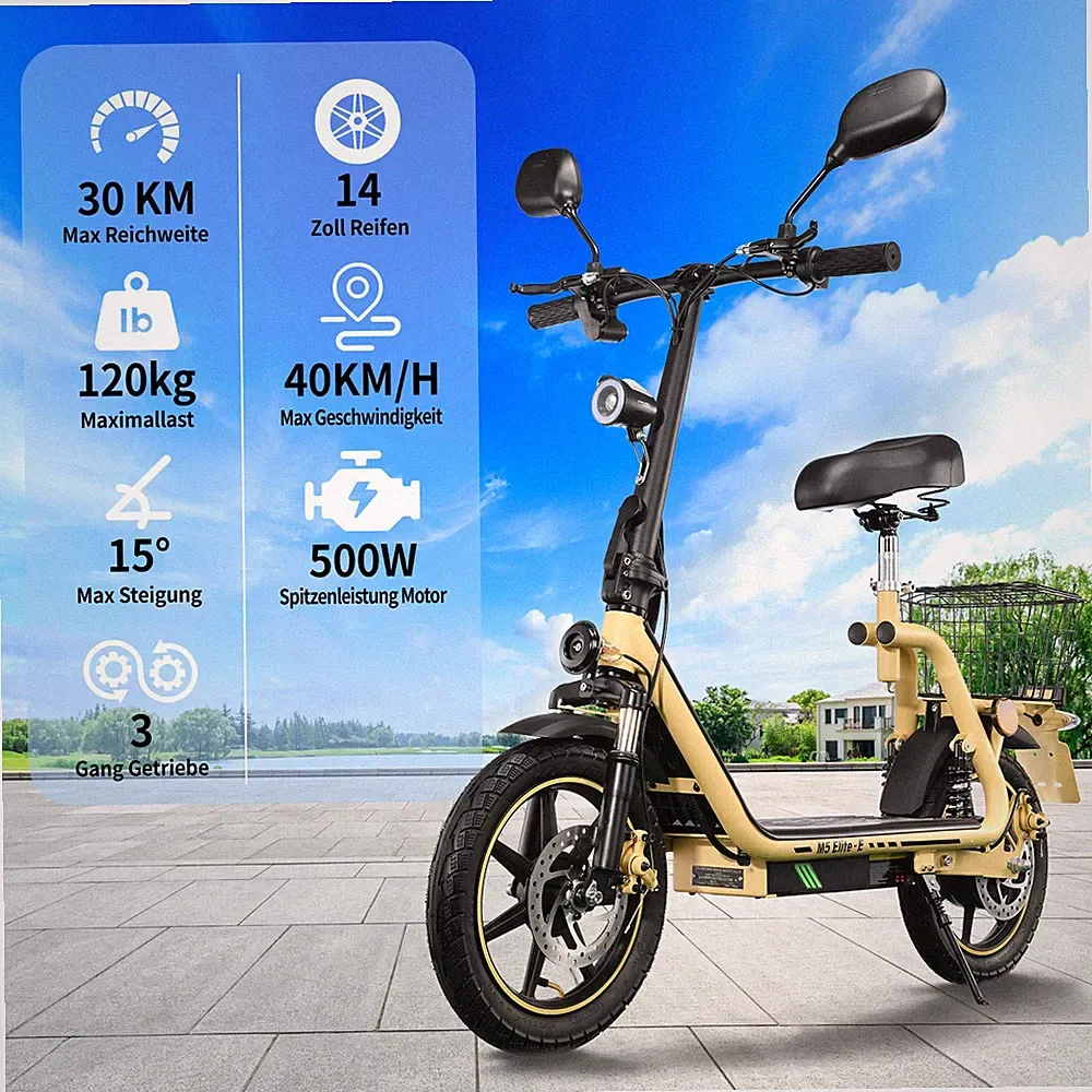 TWOFISH M5 E-Scooter 14" Elektroroller mit Sitz,mit Straßenzulassung&EEC,48V13AH