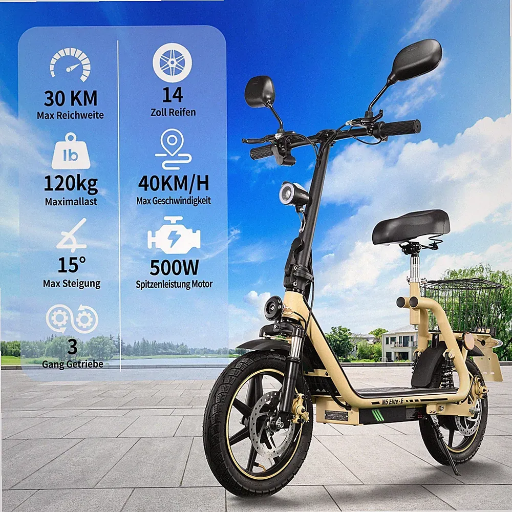 TWOFISH Mit Sitz Elektroroller,14"Elektro-Roller48V13AH,Mit Straßenzulassung NEW