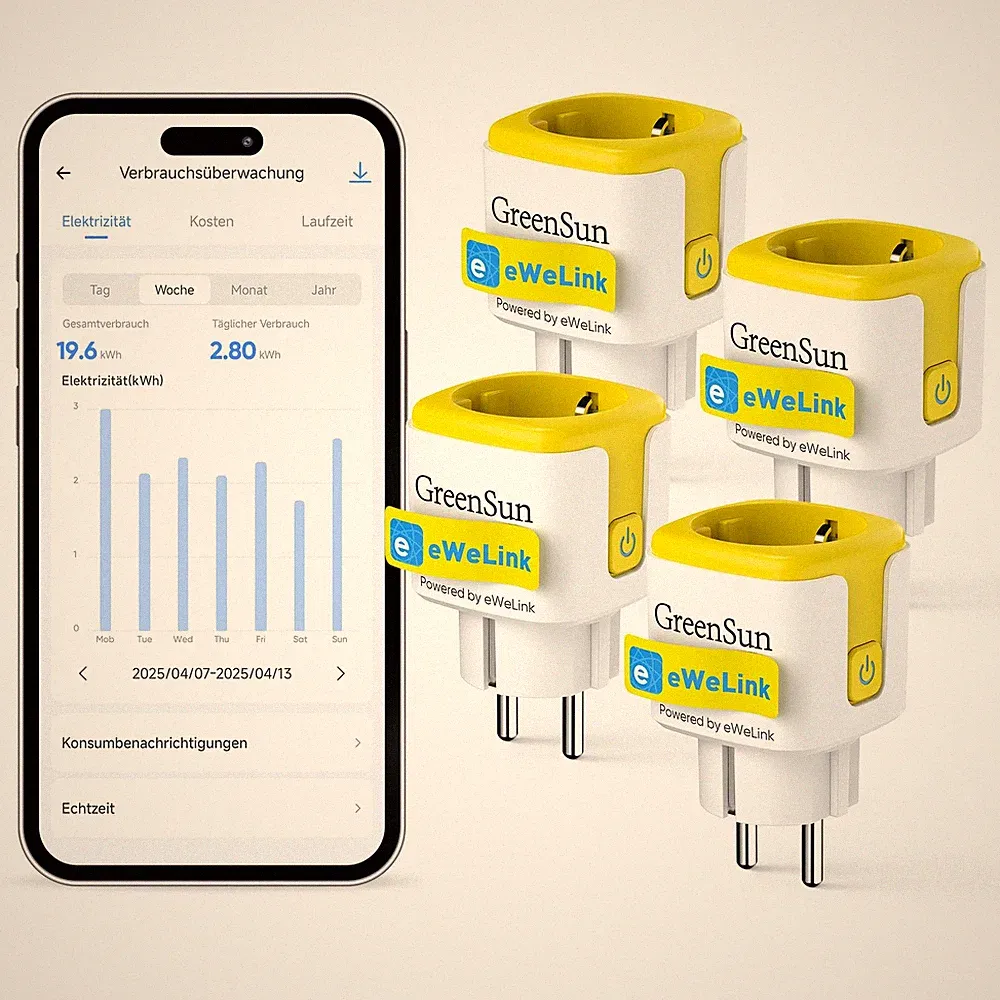 WLAN Steckdose mit Stromzähler 4er Smart Steckdose für Innen mit eWeLink App...