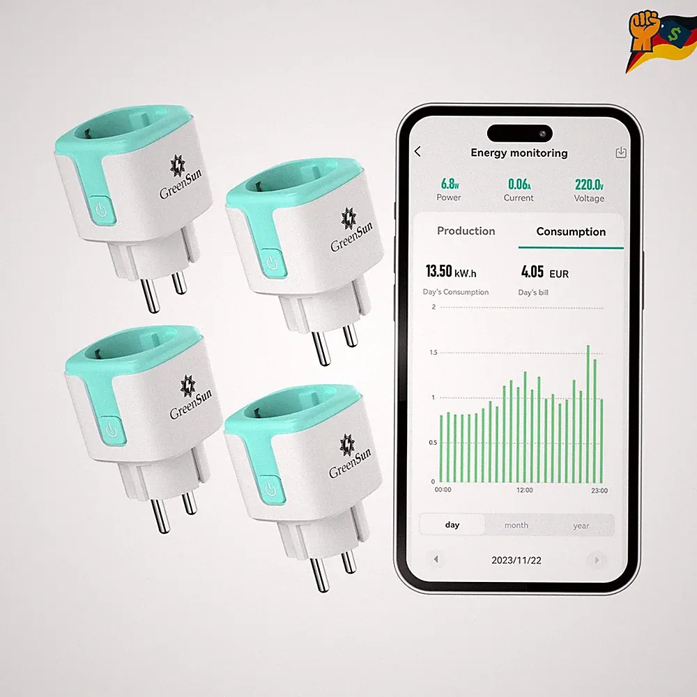 WLAN Steckdose Smart 16A Zeitschaltuhr Stromzähler 4 Stück für Balkonkraftwerk