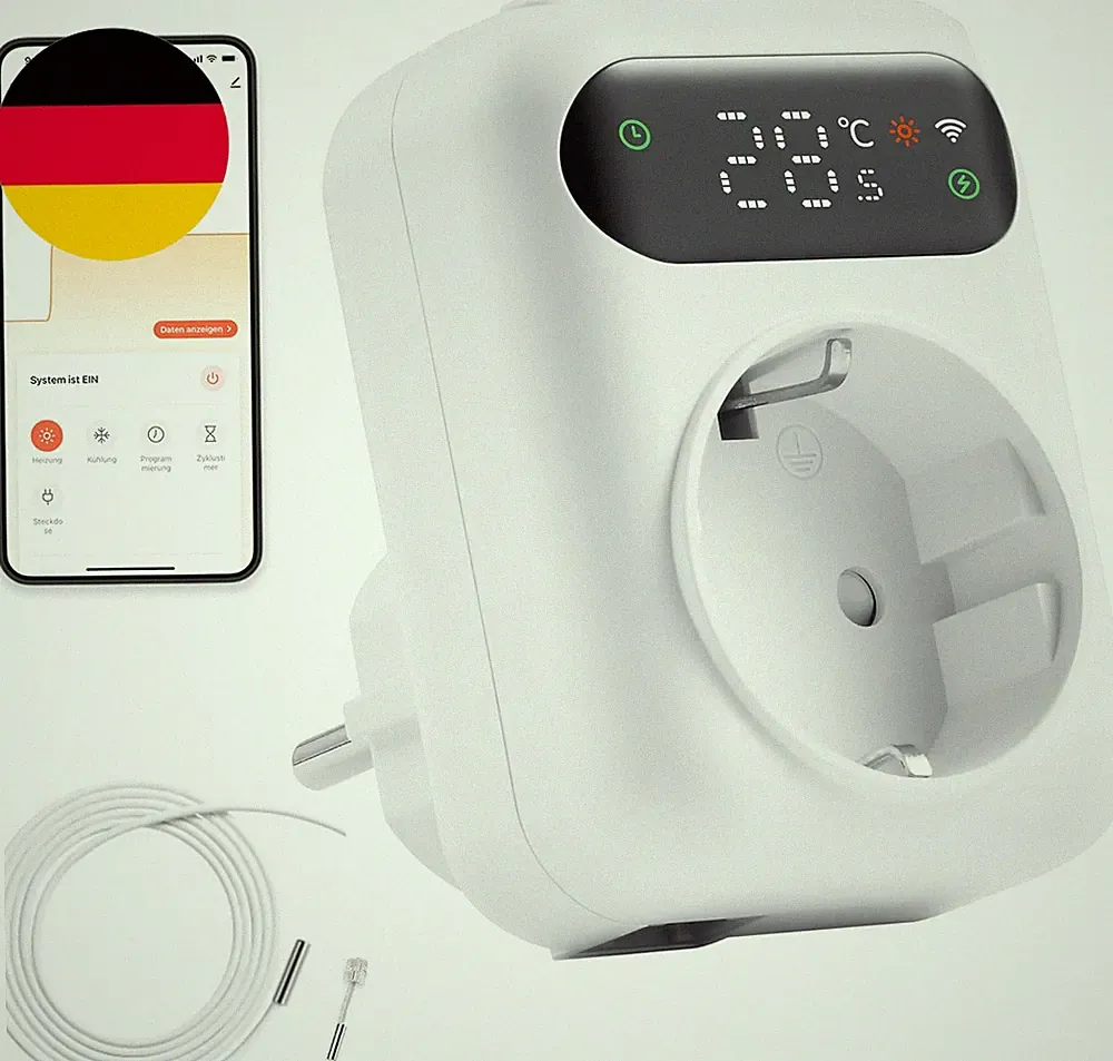 WLAN Steckdosen-Thermostat Mit Zeitschaltuhr Für Heizung Und Kühlung - Digitaler