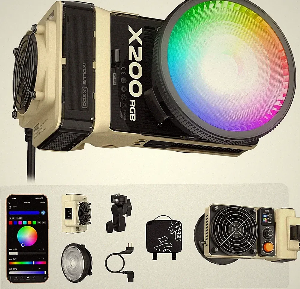 Zhiyun MOLUS X200 RGB 200W LED Videoleuchte 2700K-6500K mit App Steuerung